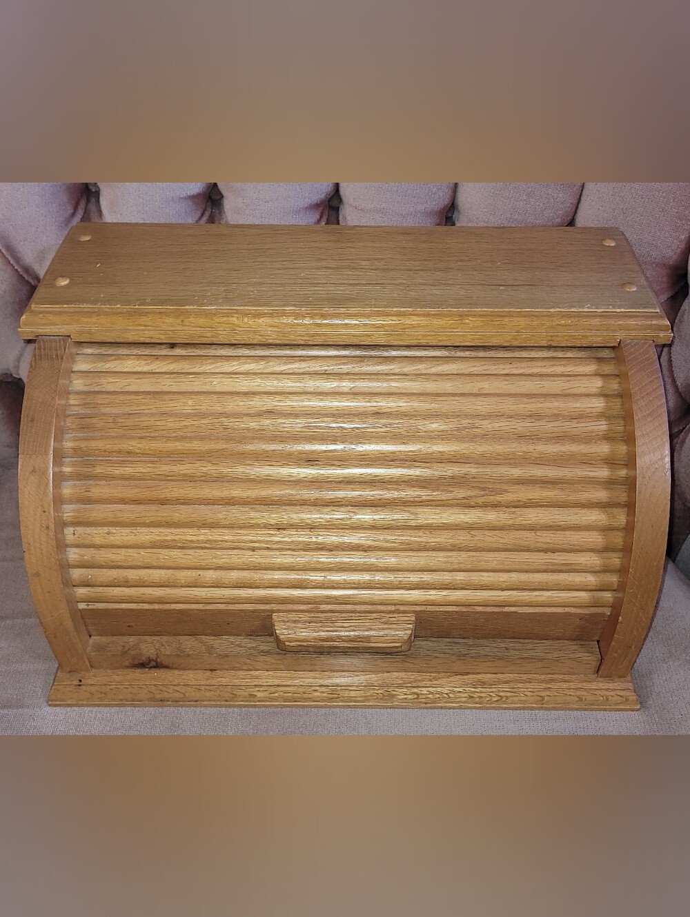 Vintage Wooden Roll-Top Bread Box